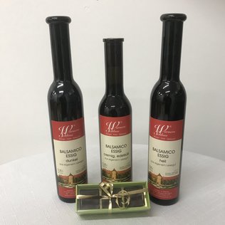 Dreierlei Balsamico und Pralinen