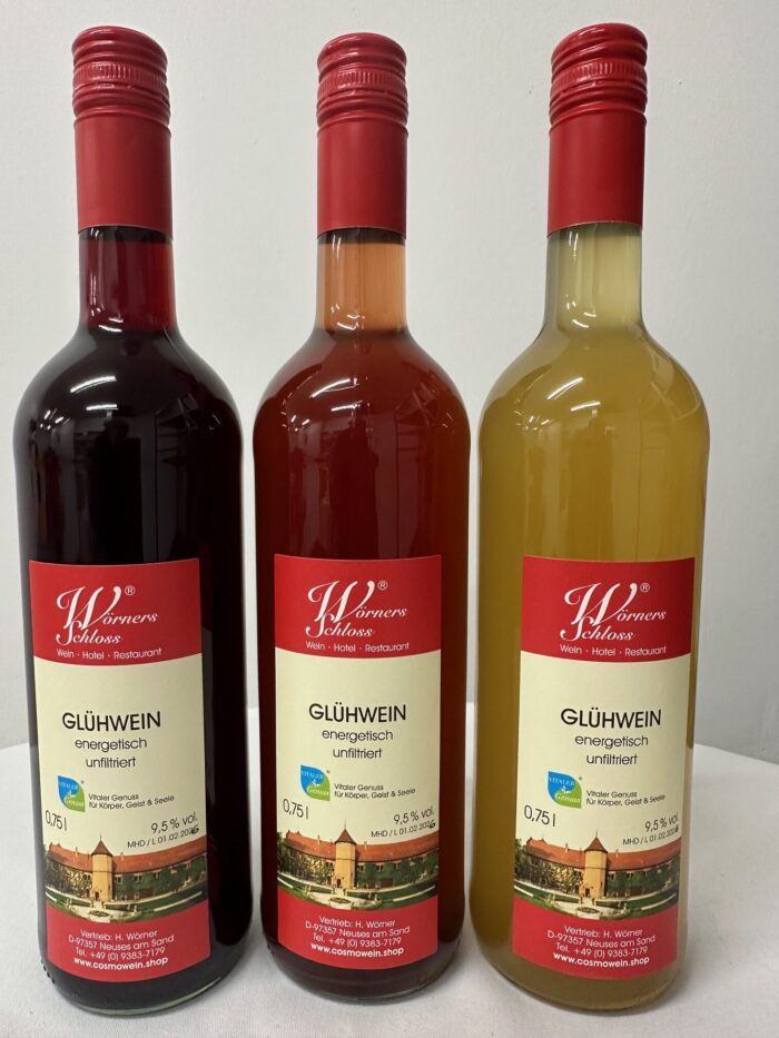 Drei Winzerglühweine weiß - rose - rot im Set